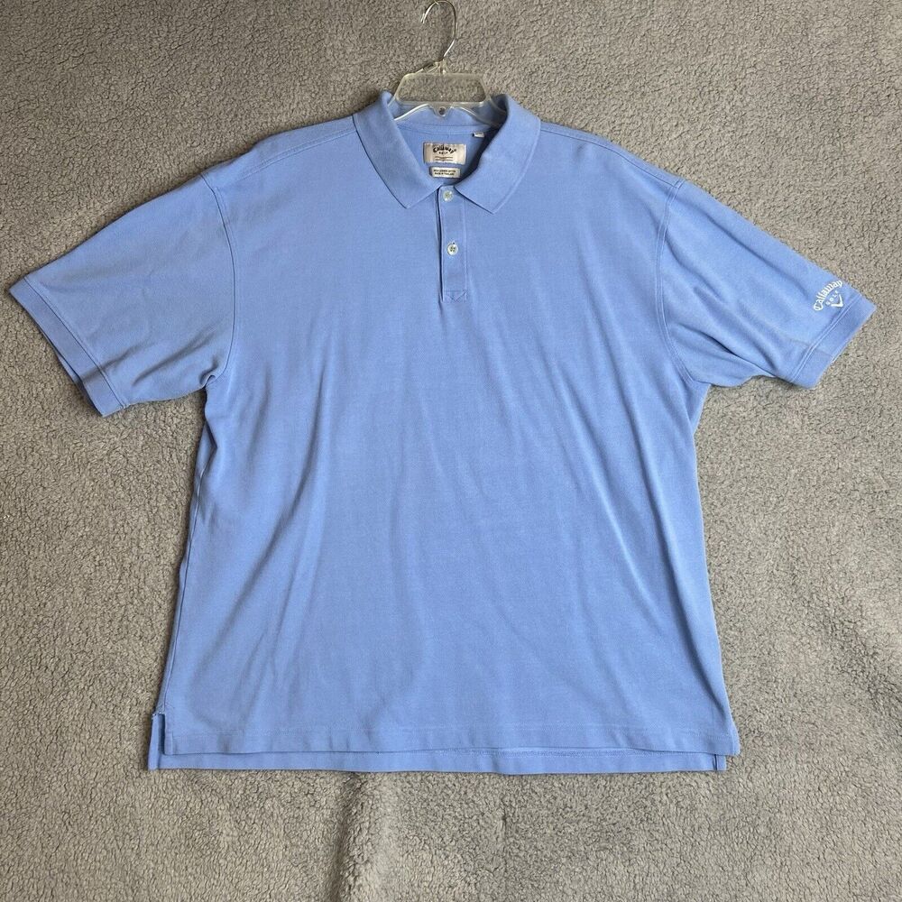Callaway Men's Polo Golf Shirt Light Blue XXL 100% Cotton